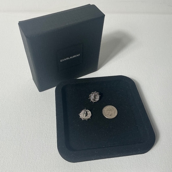 YSL Silver Logo Earrings - Picture 3 of 3